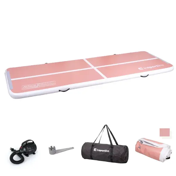 Airtrack inSPORTline Airstunt 400x100x10 cm korálová růžová s elektrickou pumpou