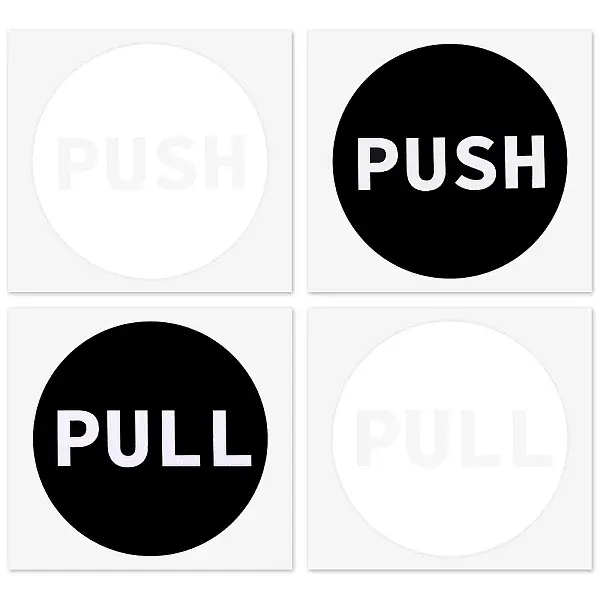 14 Sets 2 Colors PVC Self-Adhesive Push Pull Sign Stickers