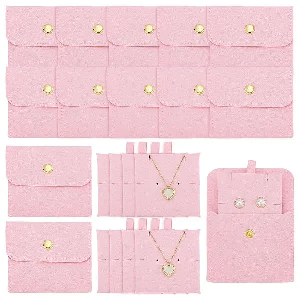 Microfiber Cloth Jewelry Storage Bags with Brass Button