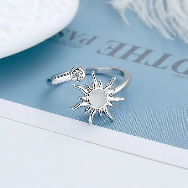 Rotatable Cat Eye Open Ring with Cubic Zirconia