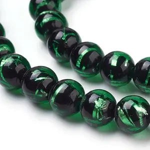 Handmade Silver Foil Lampwork Beads Strands