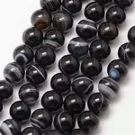 Natural Black Agate Bead Strands