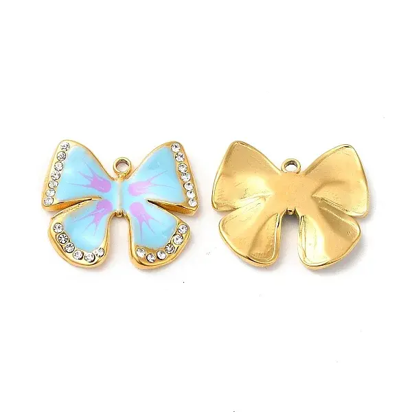 Real 18K Gold Plated 304 Stainless Steel Rhinestone Pendants