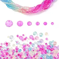 6 Styles Gradient Color Transparent Painted Glass Beads Strands
