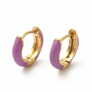 Ion Plating(IP) Enamel Hoop Earrings