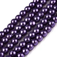 Baking Painted Pearlized Glass Pearl Round Bead Strands
