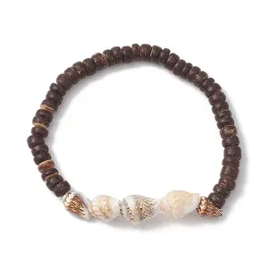 Natural Coconut Disc Stretch Bracelets