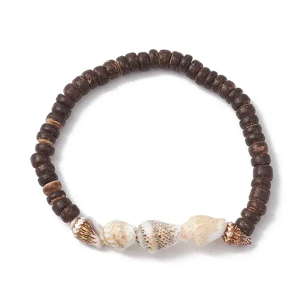Natural Coconut Disc Stretch Bracelets