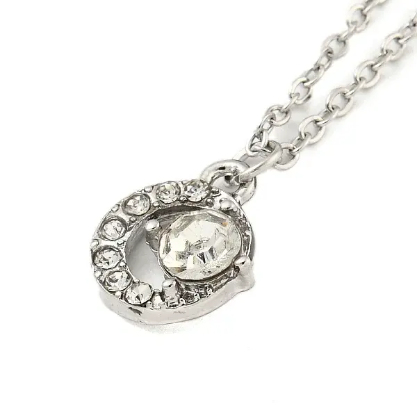 Alloy Micro Pave Clear Cubic Zirconia Pendant Necklaces