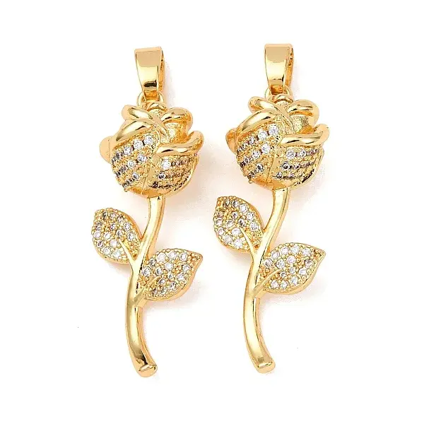 Brass Micro Pave Clear Cubic Zirconia Pendants