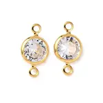 Brass Pave Clear Cubic Zirconia Connector Charms