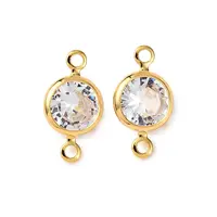 Brass Pave Clear Cubic Zirconia Connector Charms
