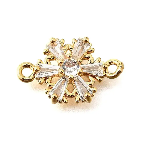 Brass Clear Cubic Zirconia Connector Charms