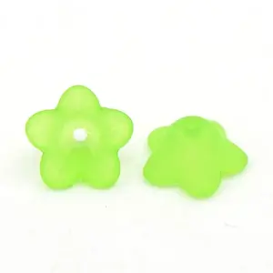 Chunky Green Transparent Frosted Flower Acrylic Beads