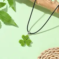 Glass Seed Beads Beaded Clover Pendant Necklaces