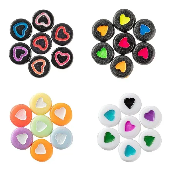 300Pcs 10 Style Opaque & Craft Style & Plating Acrylic Beads