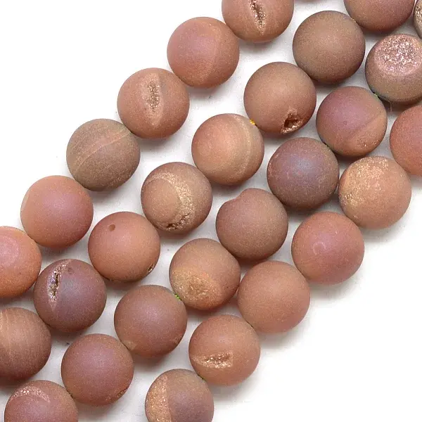 Electroplated Natural Druzy Geode Agate Beads Strands