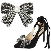 2Pcs Bowknot Polyester Rhinestone Shoe Decorations