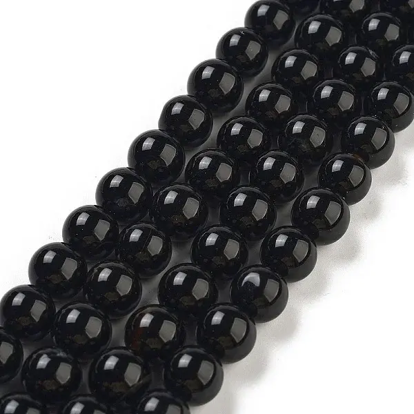 Natural Black Onyx Round Bead Strands