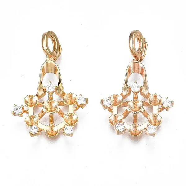 Brass Micro Pave Clear Cubic Zirconia Peg Bails Pendants