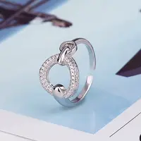 Brass Micro Pave Clear Cubic Zirconia Cuff Rings for Womem