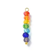 2Pcs Rainbow Color Faceted Glass Pendants