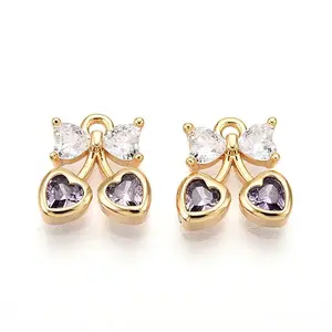 Brass Micro Pave Cubic Zirconia Charms