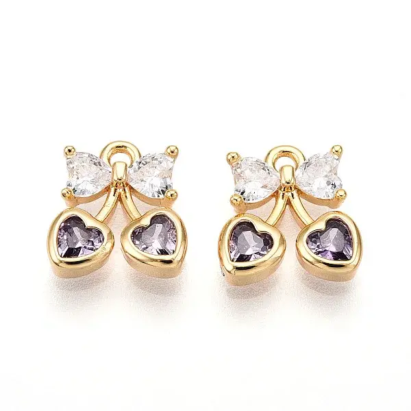 Brass Micro Pave Cubic Zirconia Charms