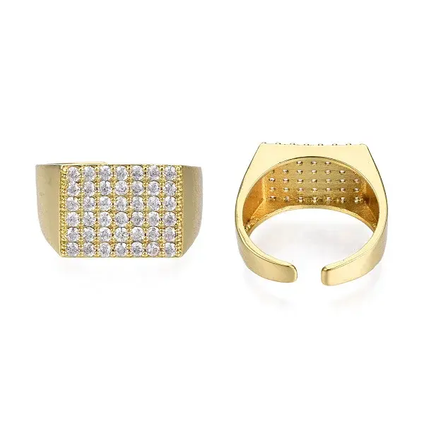 Cubic Zirconia Rectangle Signet Open Cuff Ring