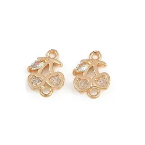 Brass Pave Clear Cubic Zirconia Fruit Connector Charms