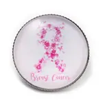 Breast Cancer Awareness Ribbon Glass Brooches