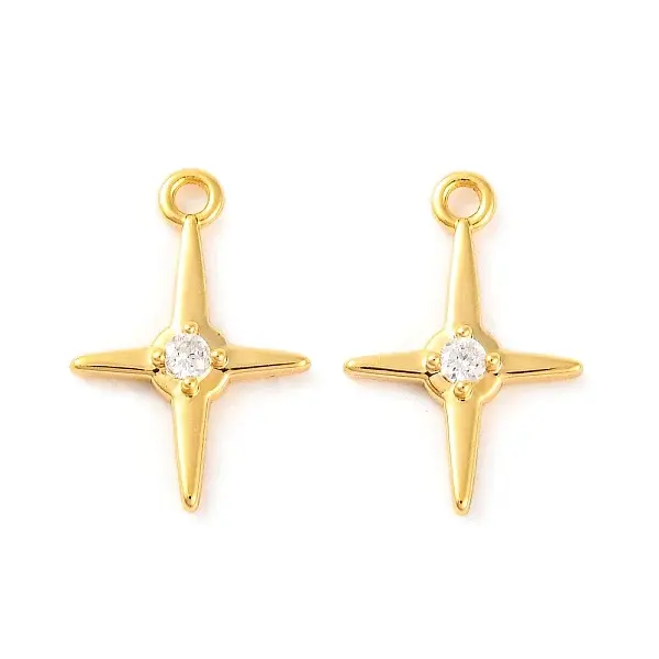 Brass Micro Pave Clear Cubic Zirconia Pendants