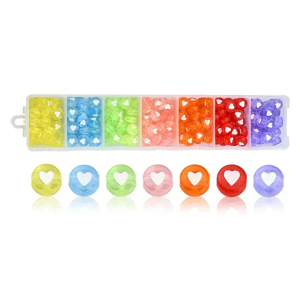 245-266Pcs 7 Colors Transparent Acrylic Beads