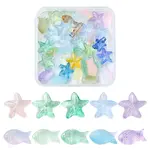 50Pcs 2 Styles Transparent Glass Beads