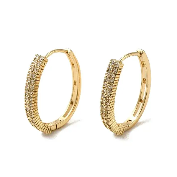 Brass Micro Pave Cubic Zirconia Hoop Earring