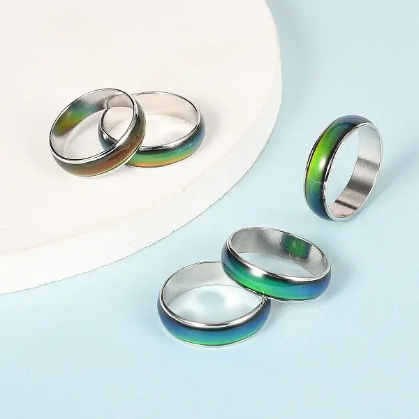 12 Colors Changing Brass Mood Rings