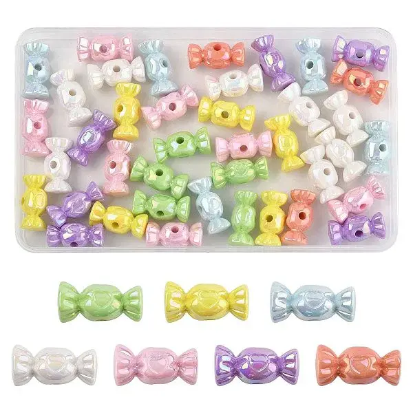 40Pcs UV Plating Opaque Acrylic Beads