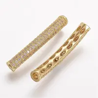 Brass Micro Pave Cubic Zirconia Tube Beads