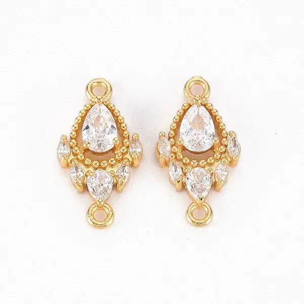 Brass Micro Pave Clear Cubic Zirconia Link Connectors