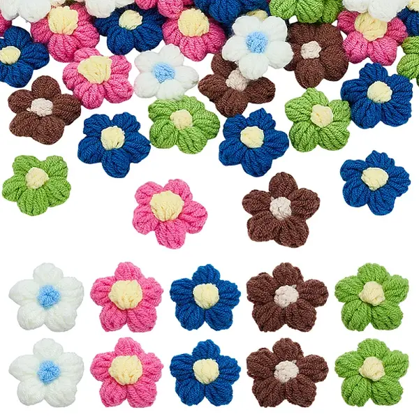 50Pcs 5 Colors Handmade Cotton Knitting Ornament Accessories