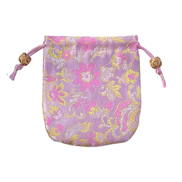 Chinese Style Flower Pattern Satin Jewelry Packing Pouches