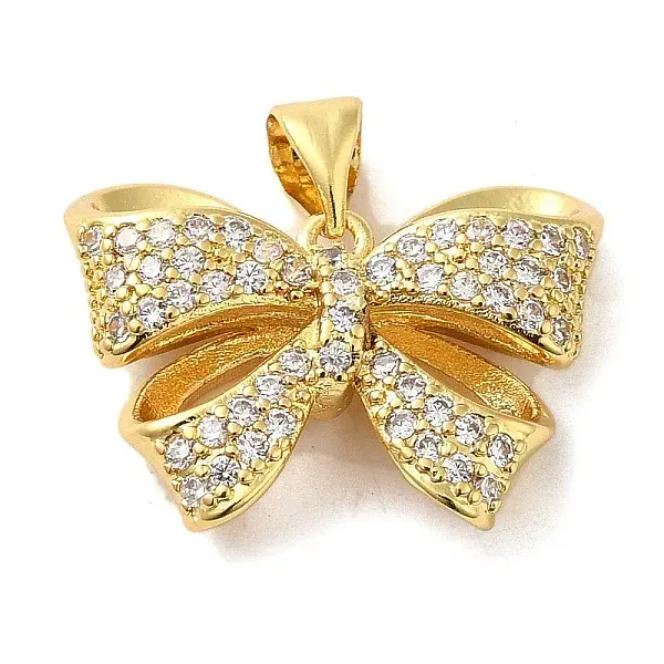 Brass Micro Pave Clear Cubic Zirconia Pendants