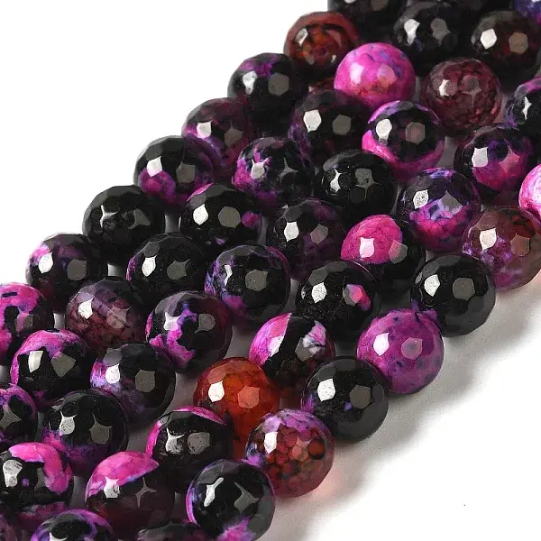 Dyed & Heated Natural Fire Crackle Agate Beads Strands