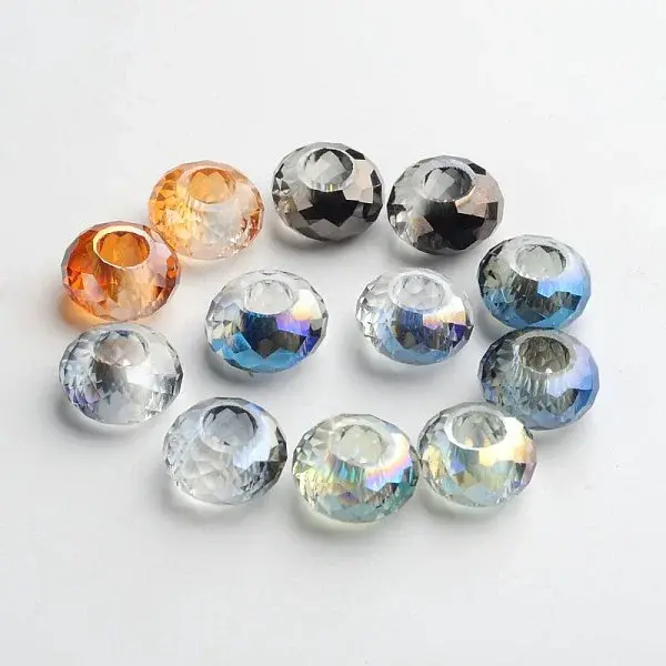 98 Faceted Electroplated Glass European Beads