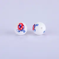 Printed Round with Egg Pattern Silicone Focal Beads