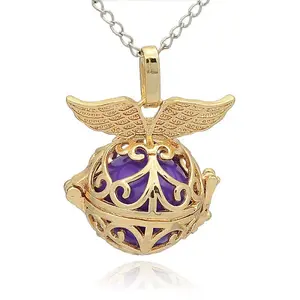 Golden Tone Brass Hollow Round Cage Pendants