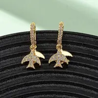 Swallow Brass Micro Pave Clear Cubic Zirconia Hoop Earrings
