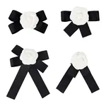 4Pcs 4 Style Polyester Camellia Bow Tie Neck Tie Lapel Pins