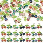 28Pcs 7 Colors Crackle Glass Pendants