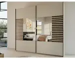 Šatníková skriňa so zrkadlom Barea, 226 cm, béžová/dub atlantic%